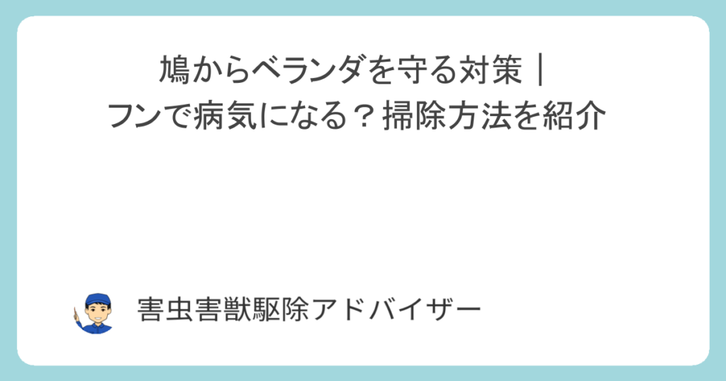 鳩からベランダを守る対策｜フンで病気になる？掃除方法を紹介